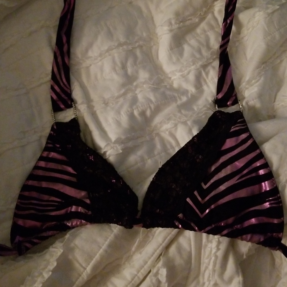 Metallic purple zebra bikini top